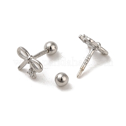 925 orecchini da donna in argento sterling con micro pavè di zirconi cubici&nbsp;EJEW-E307-01P