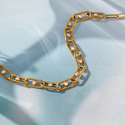 Halsketten aus Edelstahl 304 mit Strassen und Papierclip-Kette für Damen&nbsp;SA-CBA8C9C-09G