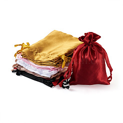 30 шт. 6-х цветные прямоугольные атласные подарочные упаковочные мешочки с завязками&nbsp;ABAG-BT0001-04