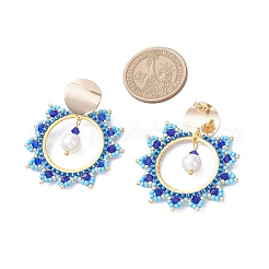 Серьги-гвоздики из латунного стекла с солнечными лучами&nbsp;EJEW-MZ00520-01