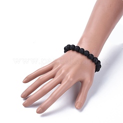 Braccialetti elasticizzati con perle di roccia lavica naturale&nbsp;BJEW-JB04173-14