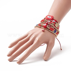 Set di braccialetti elastici con perline in ottone e semi di vetro e semi di vetro e set di braccialetti elasticizzati per donna&nbsp;BJEW-JB09249-01