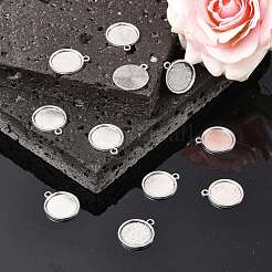 Тибетский стиль старинное серебро литые плоские круглые сеттинги подвеска кабошон&nbsp;X-TIBEP-M022-29AS