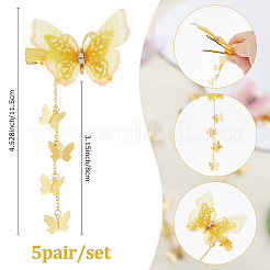 5 пара заколок-бабочк из полиэстера и железа для волос из кожи аллигатора&nbsp;PHAR-FH00002