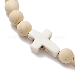 2 Stück Stretch-Armbänder aus Holzperlen für Paare&nbsp;BJEW-JB11305-04