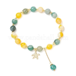 2 bracciale elastico con perline rotonde in agata striata naturale&nbsp;BJEW-JB11936