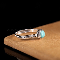 Искусственная бирюза с одним кольцом из стерлингового серебра.&nbsp;RJEW-C155-03