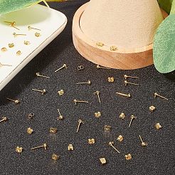 60 шт. 2 стиля латунных сережек-гвоздиков&nbsp;KK-CA0001-35G