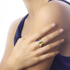 Кольца для пальцев с эмалевым узором из латуни&nbsp;FS-WG03239-02