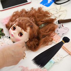 Peluca de pelo de muñeca de peinado largo y recto de plástico&nbsp;DIY-WH0588-49A