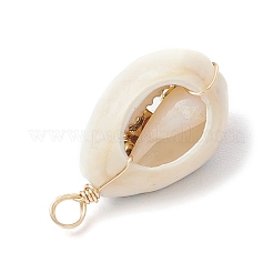 Подвески из натуральной ракушки каури с медной проволокой&nbsp;PALLOY-JF03954-01