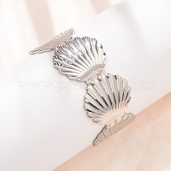 Offene Armreifen aus 304er Edelstahl im Muscheldesign für Damen&nbsp;AJEW-P127-28P
