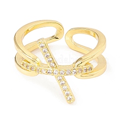 Прозрачная буквица из кубического циркония x открытое кольцо-манжета&nbsp;RJEW-I083-16G