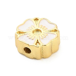 Оправы для цветочных бусин из латуни с эмалью и стразами&nbsp;KK-H527-01G-02