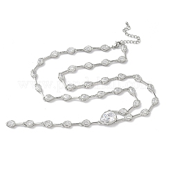 Colliers en Y en laiton pavé de zircones cubiques transparentes&nbsp;NJEW-G183-06P-01