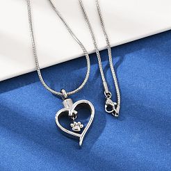 Подвеска в виде сердца из нержавеющей стали 304 с отпечатком лапы&nbsp;LS-NJEW-S455-04P