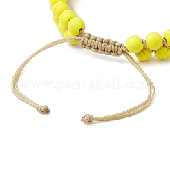 Bracelets tressés en perles synthétiques rondes turquoise&nbsp;BJEW-JB11160-04