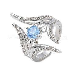 Anelli aperti con polsino in ottone micro pavé di zirconi cubici per donna&nbsp;RJEW-L343-09P-02