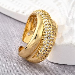 Открытые манжеты из латуни с микропаве и цирконием для женщин&nbsp;RJEW-K292-01G