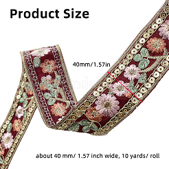 Cinta de poliéster con flores bordadas de 10 yarda&nbsp;PW-WG22962-04
