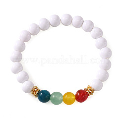 Круглые эластичные браслеты для женщин из натурального смешанного камня и акрилового искусственного жемчуга.&nbsp;CO7250