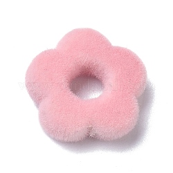 Perline di resina floccata, fiore, roso, 14x15x4mm, Foro: 1.4 mm