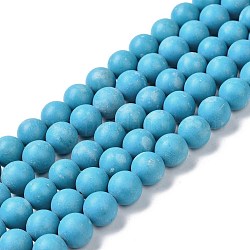 Chapelets de perles en howlite naturelle, teints et chauffée, ronde, 12mm, Trou: 1.2mm, Environ 34 pcs/chapelet, 15.94 pouce (40.5 cm)