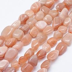 Natürliche sunstone Perlen Stränge, getrommelt Stein, Nuggets, 7x6 mm, Bohrung: 1 mm, 15.7 Zoll ~ 15.9 Zoll (40~40.5 cm)