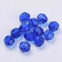 Perline acrilico trasparente, sfaccettato, tondo, blu, 6x5.5mm, Foro: 1.3 mm, circa 4200pcs/500g