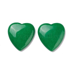 Cabuchones naturales jade, corazón, teñido, verde mar, 29~30x29~30x6~8mm