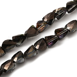 Chapelets de perles en verre électroplaqué, facette, zongzi, plaqué gris anthracite, 7x5.5~6x5.5~6mm, Trou: 1.2mm, Environ 79~80 pcs/chapelet, 22.60'' (57.4 cm)