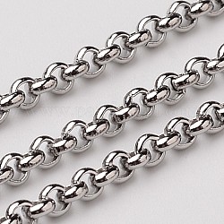 3.28 pie 304 cadenas rolo de acero inoxidable, cadena belcher, sin soldar, color acero inoxidable, 2.5mm