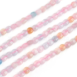 Natural Morganite Beads Strands, Flat Round, Faceted, 4x3mm, Hole: 0.8mm, about 88pcs/strand, 14.57 inch(37cm)