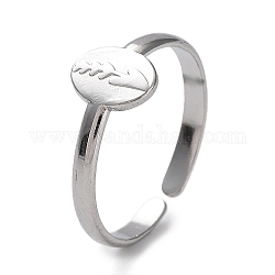 Anillos de 304 acero inoxidable, anillo de puño abierto, anillo ovalado y flecha para mujer, color acero inoxidable, nosotros tamaño 7 (17.3 mm), 2.5mm
