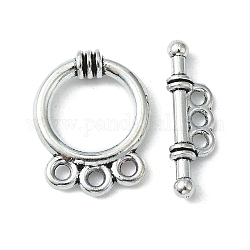 Tibetischen Stil Legierung Knebel  Verschlüsse, Ring, Antik Silber Farbe, Cadmiumfrei und Nickel frei und Bleifrei, 18x14x3.5 mm, Bohrung: 2 mm