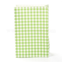 タータン模様の紙袋が付いている長方形  ハンドルなし  ギフト＆フードバッグ用  黄緑  23x15x0.1cm