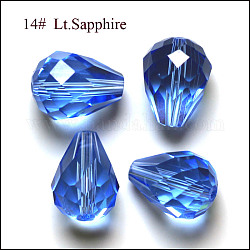 Imitation österreichischen Kristallperlen, Klasse aaa, facettiert, Tropfen, Licht Himmel blau, 6x8 mm, Bohrung: 0.7~0.9 mm
