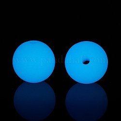 Luminous Silicone Beads, DIY Nursing Necklaces and Bracelets Making, Round, Deep Sky Blue, 11.5mm, Hole: 2mm