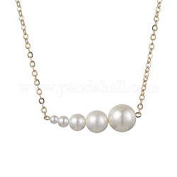 Shell-Perle Anhänger Halskette, mit Messingkabelketten, golden, 16.14 Zoll (41 cm)