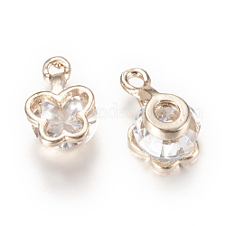 Alloy Cubic Zirconia Charms, Butterfly, Light Gold, 12x7~7.5x5.5mm, Hole: 1mm
