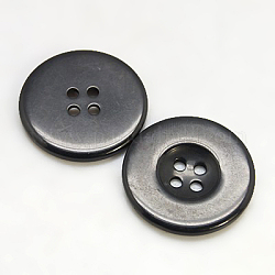 Botones de resina, teñido, plano y redondo, negro, 25x3mm