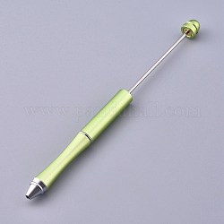 Bolígrafos de plástico con cuentas, bolígrafo de tinta negra del eje, para la decoración de la pluma de diy, amarillo verdoso, 157x10mm, el polo medio: 2 mm
