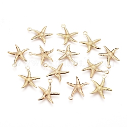 Iron Pendants, Starfish/Sea Stars, Light Gold, 18x15.5x1mm, Hole: 1.4mm