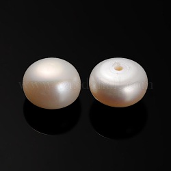 Natural Cultured Freshwater Pearl Beads, Half Drilled, Rondelle Bisque, 9.5~10x6mm, Hole: 0.9mm