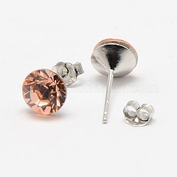 Austrian Crystal Stud Earrings, with 925 Sterling Silver Earring Posts, 319_Vintage Rose, 16x7mm, Pin: 0.8mm