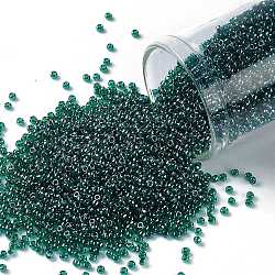 Круглые бусины toho, японский бисер, (118) прозрачный глянец зеленый изумруд, 15/0, 1.5 мм, отверстие : 0.7 мм, Около 3000 шт / 10 г