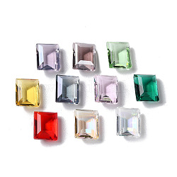 Transparent Glass Rhinestone Cabochons, Faceted, Rectangle, Pointed Back, Mixed Color, 10x8x4.5mm