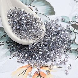 Perles en verre electroplate transparent , facette, perle plaquée lustre, Toupie, gris ardoise, 2x2mm, Trou: 0.7mm, environ 720 pcs / sachet 