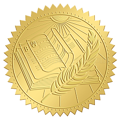 Самоклеящиеся наклейки с тиснением золотой фольгой, стикер украшения медали, шаблон книги, 50x50 мм