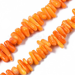 Fili di perline corallo sintetico , tinto, pepite, arancione scuro, 4~23x2~10x2~5mm, Foro: 0.5 mm, circa 109~137pcs/filo, 15.35~16.93 pollice (39~43 cm)